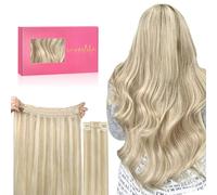 WENNALIFE Extensiones de pelo real, 40 cm, 16 pulgadas, 125 g, rubio sucio con reflejos rubio blanqueador, extensiones de pelo humano con alambre Remy