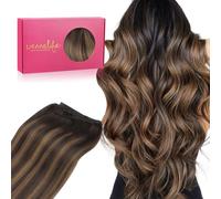 WENNALIFE Extensiones de pelo real, 50 cm, 100 g, color marrón oscuro a castaño castaño oscuro para coser, extensiones de pelo humano para coser extensiones de cabello humano