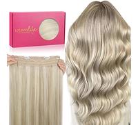 WENNALIFE Extensiones Hilo Invisible Pelo Natural, 30cm 70g Rubio Ceniza Resaltado Rubio Platino Remy Humano Extensiones Pelo Natural Wire In Hair Extension Secreto Extensiones Hilo Invisible