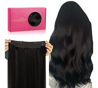 WENNALIFE Extensiones Hilo Invisible Pelo Natural, 35cm 75g Negro Natural Remy Cabello Humano Extensiones Pelo Natural Wire In Hair Extension Secreto Extensiones Hilo Invisible