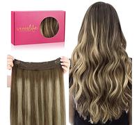 WENNALIFE Extensiones Hilo Invisible Pelo Natural, 50cm 110g Balayage Marrón Chocolate a Rubio Miel Remy Humano Extensiones Pelo Natural Wire In Hair Extension Secreto Extensiones Hilo Invisible