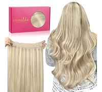 WENNALIFE Extensiones Hilo Invisible Pelo Natural, 50cm 110g Rubio Sucio Resaltado Rubio Blanquecino Remy Humano Extensiones Pelo Natural Wire In Hair Extension Secreto Extensiones Hilo Invisible