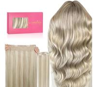 WENNALIFE Secret Hair Extensions Remy - Extensiones de pelo real, 45 cm, 18 pulgadas, 125 g, rubio ceniza con reflejos rubio platino con alambre