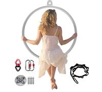 WENNEWU Aro AéReo, Aro De Lira, Equipo De Anillos AéReos, Aro De Yoga De Un Solo Punto, Juego Aros AéReos De Acero Inoxidable, para Danza AéRea Entrenamiento Yoga Accesorios Circo,A,Diameter 100cm