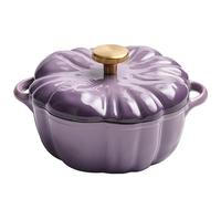 WENNEWU Cocotte Calabaza con Tapa, Cacerola de Hierro Fundido Calabaza, Olla de Cocina con Forma Calabaza, Antiadherente, para Varias Estufas, Regalo Decorativo para Halloween,Purple Style a,16cm