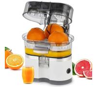 WENNEWU Exprimidor de Cítricos Eléctrico de Doble Cabeza, Máquina Automática de 1 Botón con Cuchilla Incorporada, Fácil de Limpiar y Usar, Prensado en Frío para Naranjas, Limas y Pomelos,Blanca