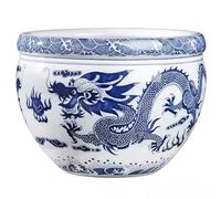 WENNEWU Maceta De NenúFar, Maceta De JardíN De CeráMica China con DiseñO De DragóN, Jardinera para Suculentas, DecoracióN De Interior Y Exterior, para Narcisos, HidroponíA Y Peces Colores,18.5cm