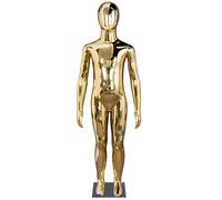 WENNEWU Maniquí De ExhibicióN De Ropa para BebéS Y NiñOs, Maniquí Infantil De Cuerpo Entero, Maniquí Juvenil, Fibra De Vidrio Brillante, para Cosplay/Tienda, Edades 6-8 Y 10-12,Oro,127cm