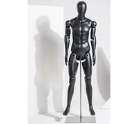 WENNEWU Maniquí, Soporte para Modelos De Cuerpo Entero, ManiquíEs Articulados para ManiquíEs, Exhibidor De Maniquí Ajustable, con Base MetáLica, para Tiendas Ropa,Negro,Male A
