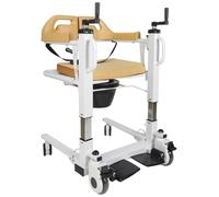 WENNEWU Silla Traslado con GrúA para Pacientes En Casa, Silla Ruedas PortáTil 4 En 1, Ayuda para ElevacióN Pacientes, con Asiento Abatible 180° Y CuñA, para Cuidado Personas Mayores con Discapacidad