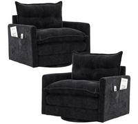 WENNEWU SillóN Giratorio Moderno Tipo Barril para Sala De Estar, SillóN Cuadrado Tipo Barril con Giro De 360°, SillóN Tapizado, para Dormitorio O Lectura,A,2PCS