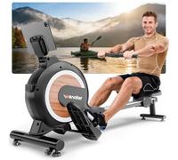 Wenoker Máquina de remo magnética para el hogar, resistencia silenciosa mejorada con 16 niveles y botón giratorio electrónico inteligente, capacidad de carga de hasta 160 kg, conexión APP