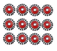 WENORA Paquete de 12 cepillos de rueda de alambre anudado para amoladoras angulares, cepillo de alambre WENORA para amoladora angular de 4 1/2, con eje de 5/8 pulgadas para limpieza pesada de óxido,