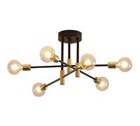 wenppran Industrial Dormitorio E27 Luces De Techo Moderno Suspensión Sala Candelabro Negro Metal Sputnik Lámpara De Techo Ángulo Ajustable De 180 ° 6 Luces Semi-Incasso Semi Empotrado Candelabro