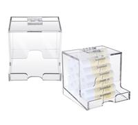 Wenqik Paquete de 2 dispensadores de bálsamo labial acrílico transparente con tapa con bisagras para mostrador independiente para pintalabios, brillos o aceites esenciales de bálsamo labial (3.4 x 3.4