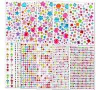 Wenrescry 2150 Piezas de Piedras Brillantes Autoadhesivas, Diamantes de Imitación Multicolores para Manualidades, Pegatinas Brillantes para Manualidades Infantiles, Varias Formas, Piedras Decorativas