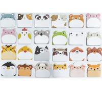 Wenrescry - 24 notas adhesivas con forma de animales, 720 hojas de notas adhesivas Kawaii para niños y oficinas - Divertidas notas adhesivas pequeñas con diseño de dibujos animados