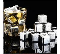 Wenrescry 8 yuanes Cubitos de hielo de acero inoxidable 304 reutilizables - Cubitos de hielo de congelación rápida con pinzas de silicona - Cubitos de hielo reutilizables para bebidas, cócteles y más