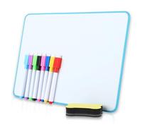 Wenrescry Conjunto de Pizarra Blanca Magnética, Incluye Pizarra A4 y 8 Rotuladores de Colores, con un Borrador en Forma de Hueso - Ideal para pizarra magnética, pizarra, pizarra blanca magnética