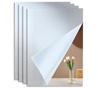 Wenrescry Espejo de Pared A4, Espejo Acrílico Irrompible para Baño y Hogar, Espejo Decorativo Flexible, Resistente a la Humedad y Moho, Juego de 4 Espejos Adhesivos