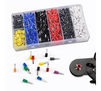 Wenrescry - Juego de 1800 casquillos de cable, surtido aislado de 0,5 - 10 mm², terminales de cable aislados de colores de insertos de latón estañado para conexiones de cables