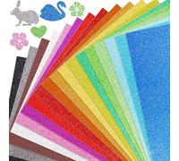 Wenrescry Juego de 40 Papeles con purpurina A4 - Colorido papel brillante para manualidades y diseños, 20 colores, 250 g/m², papel para manualidades, álbumes de recortes, tarjetas de felicitación