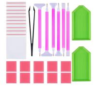 Wenrescry Kit de Accesorios para Diamond Painting - Conjunto de Herramientas DIY con 6 Bolígrafos para Diamantes, Estuche de Almacenamiento, Pinzas, Bandejas y Más