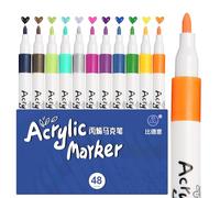 wenrescry Lápices acrílicos de 48 colores, resistentes al agua para pintar piedras, juego de lápices acrílicos para lienzo, madera, vidrio y proyectos de bricolaje, marcadores para decoraciones