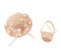 Wenrou Sombrero de Paja Con Bolsa Para Niñas y Niños - Ideal Para La Playa y Los Viajes (Rosa)
