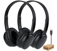 Wensdo Auriculares supraaurales con cable USB C para niños, paquete de 2, auriculares ajustables para estudiantes de aula, compatibles con Chromebooks, portátiles, tabletas y smartphones, color negro