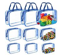 Wensdr 8 paquetes de bolsas de almacenamiento de juguetes de PVC coloridas, bolsas de aseo impermeables para niños, bolsas organizadoras de juguetes con cremallera para bloques de construcción,