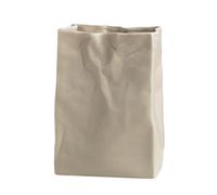 WENSHUO Jarrón de cerámica con Forma de Bolsa de Papel Arrugado, Gran Capacidad para arreglos Florales, estantería Decorativa (Coconut Café) Negro, Amarillo HP2203061