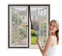 WENT Mosquitera magnética para ventanas, 90 x 130 cm, mosquitera magnética para puertas y ventanas, corredera, cierre automático, con cinta adhesiva, instalación rápida sin herramientas, color negro