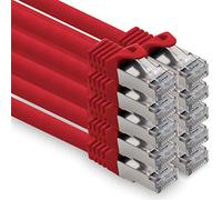 Wentronic - Cable de red Ethernet para ordenador (cat. 7,5 m, 10 unidades, conector RJ45, cat. 6a), color rojo
