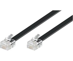 Wentronic Goobay 50322 - RJ-12 Cable Telefónico de 6m para teléfonos fijos / Enchufe de Fax, Modem, Rúter, Internet / Conector Modular Negro