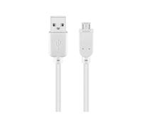 Wentronic Goobay 96194 Cable de Datos y Cargador Micro USB de Alta Velocidad/USB 2.0 Macho (Tipo A) > USB 2.0 Micro Macho (Tipo B) / Blanco / 3m