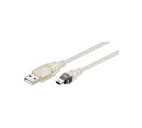 Wentronic USB Mini-B 5 Pin 100 Trans 1m - Cable USB (USB A, Mini-USB B, Macho/Macho) Transparente
