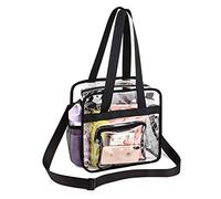 WENTS Bolsa Transparente de PVC Bolsa Transparente con Bolsillos con Cremallera y Correa para el Hombro Desmontable Cremallera Neceser De Cosmeticos De Mano Gran Capacidad