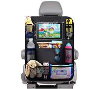 WENTS Organizadores para Coche Protectores de Asiento de Coche para niños Organizador de Asiento Trasero con Soporte Transparente para Tablet y 9 Bolsillos(Negro)