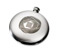 Wentworth Pewter Charles Rennie Mackintosh Sporran - Petaca redonda pulida con diseño icónico, 113.4 g, grabado disponible, hecho a mano en Reino Unido