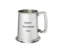Wentworth Pewter - Detalle de la línea Tankard de peltre de 1 pinta, grabado personalizado gratis, boda, cumpleaños, jubilación, trofeo deportivo, regalo de papá