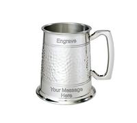 Wentworth Pewter Sheffield England Est 1946 Wenworth Pewter Half Hammered 1 Pint Pewter Tankard Grabado - Padrino, Día del Padre, Cumpleaños, Jubilación, En caja