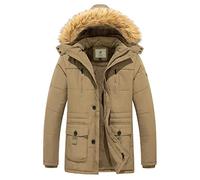 WenVen Cálido Invierno Chaquetas de Algodón Parka Viento Hombre Caqui M