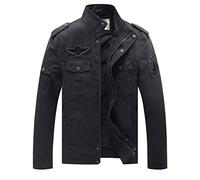 WenVen Cazadora Ligera Entretiempo Rompevientos Cremallera Delgada Chaqueta Miliar de Aviador Invierno Chaqueta de Algodón Fina Joven Hombres Gris Large