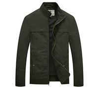 WenVen Chaqueta Clásica al Aire Libre Otoño Invierno de Aviador Algodón Casual Fina Joven Hombre Verde Militar Medium