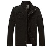 WenVen Chaqueta de Algodón a Prueba de Viento Abrigos Cálido Invierno Abrigos de Algodón Grueso Abrigos Chaquetas de Lana con Cuello Alto Hombre Negro X-Large