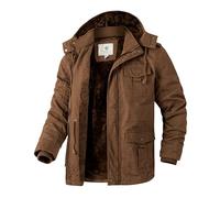 WenVen Chaqueta de Algodón para Hombre a Prueba de Viento Parka Café S