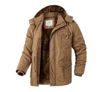 WenVen Chaqueta de Algodón para Hombre a Prueba de Viento Parka Caqui S