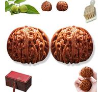 Wenwan Walnuts, Chinese Walnuts Fidget Stress Relief Hand Exercise Balls, Traditional Chinese Walnut Toys,Natural Wenwan Walnut Handball for Elderly Gift (A-Style, 41-42mm)