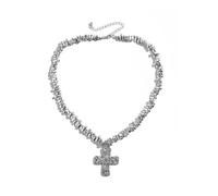wenwendianzi 2Pcs/Set Creative Irregular CCB Beads Chain For Men Trendy Goth Pendant Choker Grunge Jewelry Steampunk(Silver Color 2)